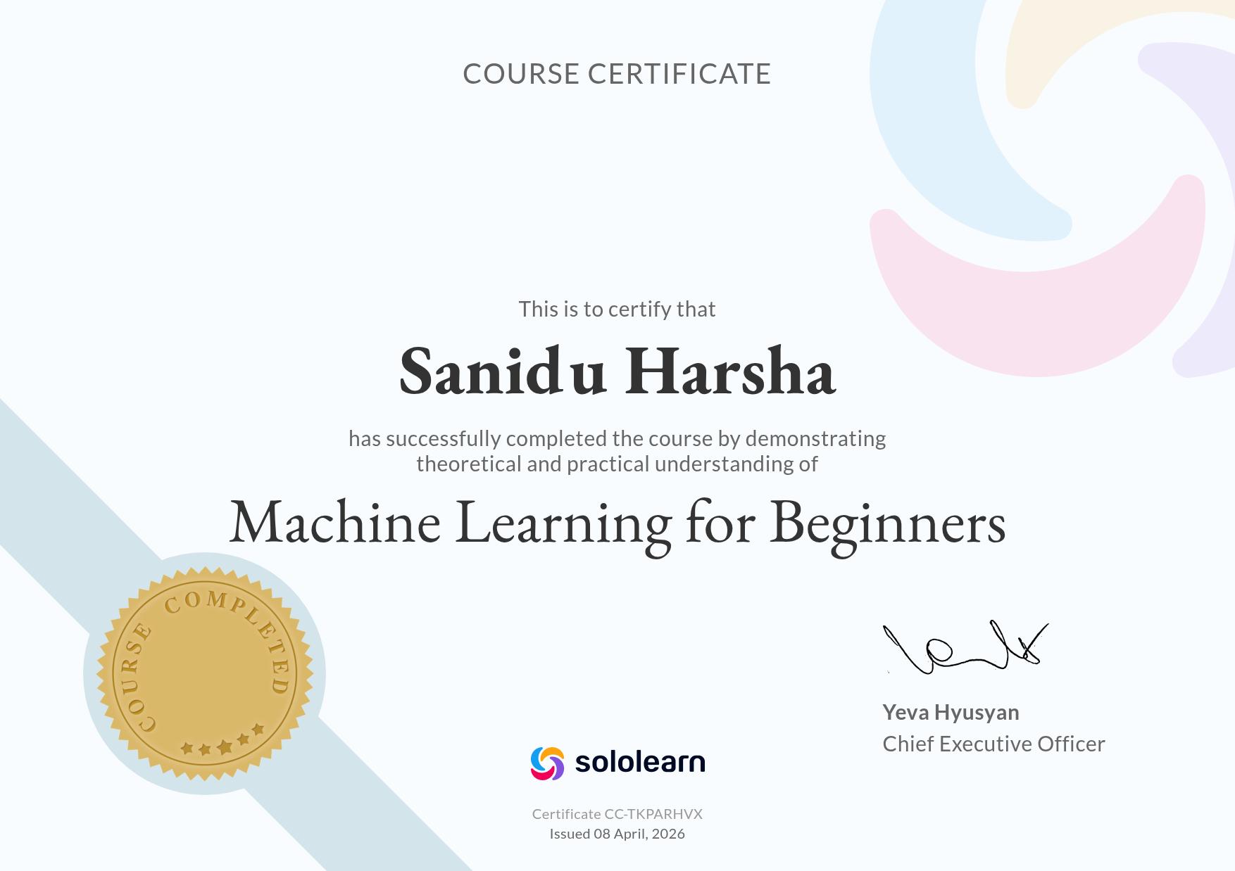 Machine Learning for Beginners Certificate